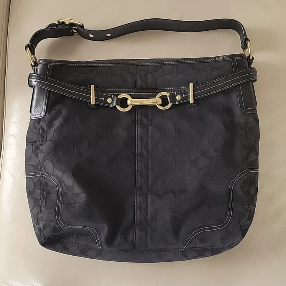 Coach Hampton Hobo Black Large Handbag